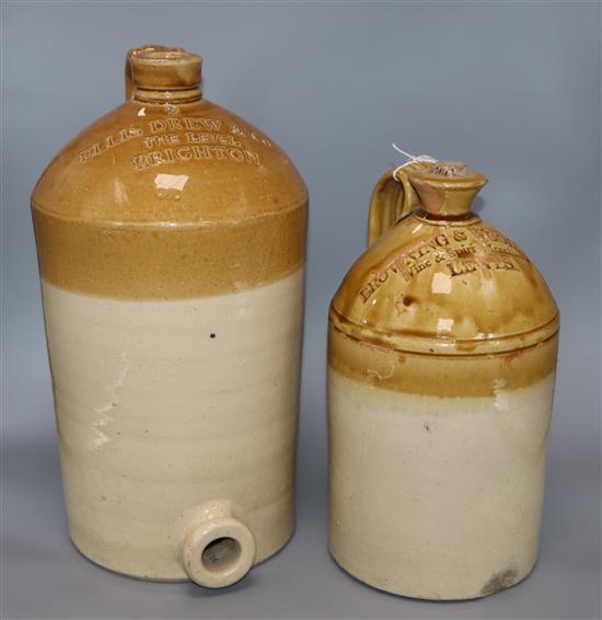 Two stoneware jugs, one Brighton, the other Lewes tallest 40cm